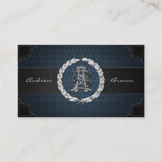 AB & BA Silver Monogram Visitkort (Framsida)