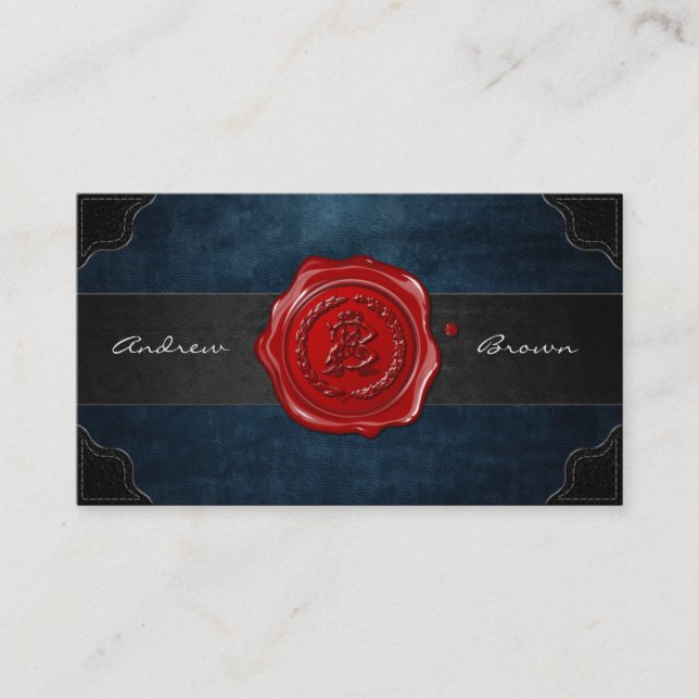 AB & BA Vax Seal Monogram [Grunge Blue] Visitkort (Framsida)