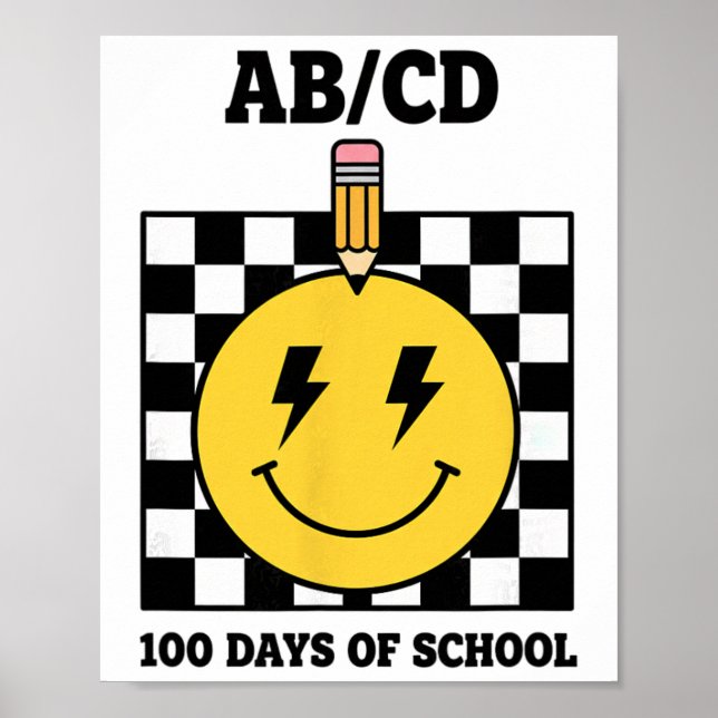 Ab Cd 100 dagars skola barn penna schackbräde  Poster (Framsidan)
