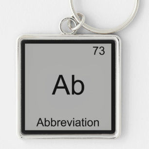 Ab - Förkortning Roligt Kemiskt Element Symbol Fyrkantig Silverfärgad Nyckelring