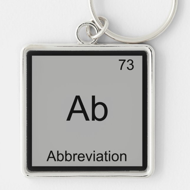 Ab - Förkortning Roligt Kemiskt Element Symbol Fyrkantig Silverfärgad Nyckelring (Framsidan)
