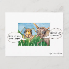 Ab in den Biergarten und ein Bier trinken, deutsch Vykort