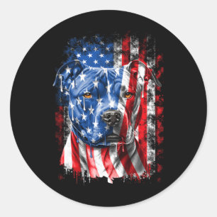 Ab Patriotisk Pitbull Hund Ägare 4 Juli R Runt Klistermärke