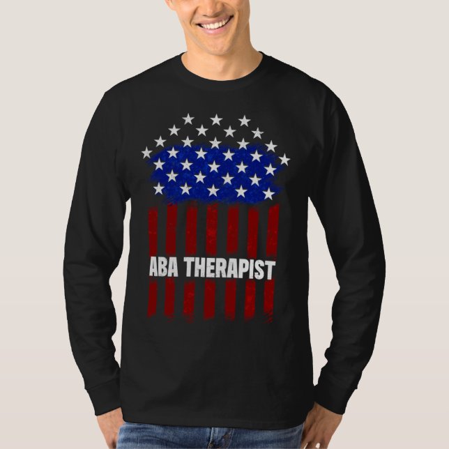 Aba Therapist US Flagga Behavior Analyst Autism Th T Shirt (Framsida)