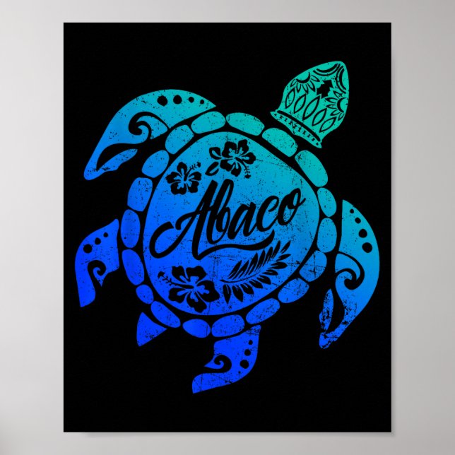 Abaco Tribal Sea Turtle Bahamas Beach Vacation  Poster (Framsidan)