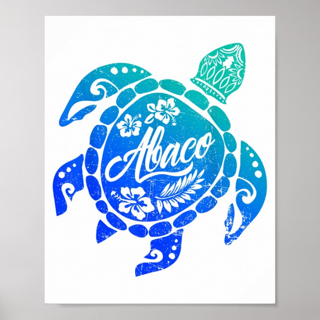 Abaco Tribal Sea Turtle Bahamas Strand Semester  Poster (Framsidan)