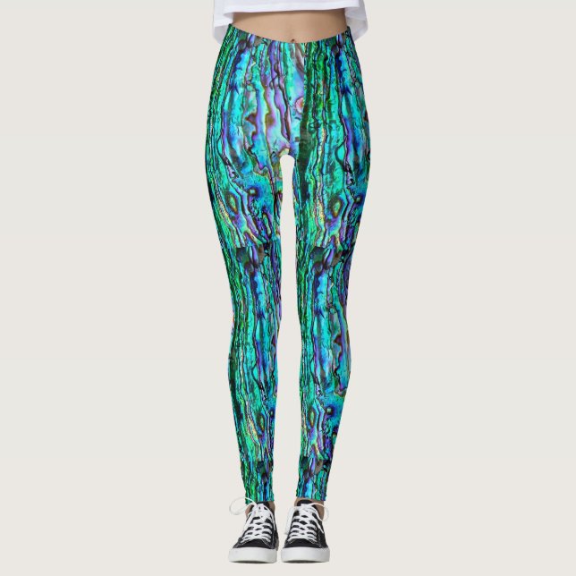 Abalone blue grönt leggings yoga byxor (Framsida)