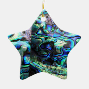 Abalone paua-snäcka, närmare uppgifter julgransprydnad keramik