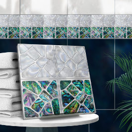 Abalone Snäcka and Pearl - Cells Collage N10 Kakelplatta