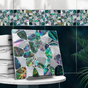 Abalone Snäcka and Pearl - Cells Collage N16 Kakelplatta
