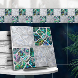 Abalone Snäcka and Pearl - Cells Collage N8 Kakelplatta