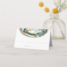 Abalone Snäcka Grönt Watercolor Beach Wedding Placeringskort