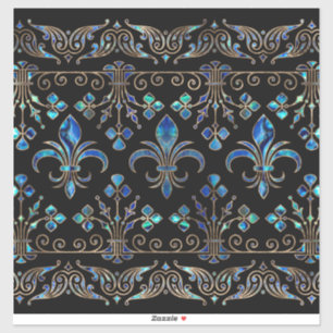 Abalone Snäcka och guld Fleur-de-lis ornament Klistermärken