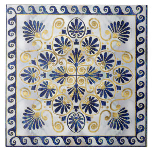 Abalone Snäcka och Guld Kakelplatta