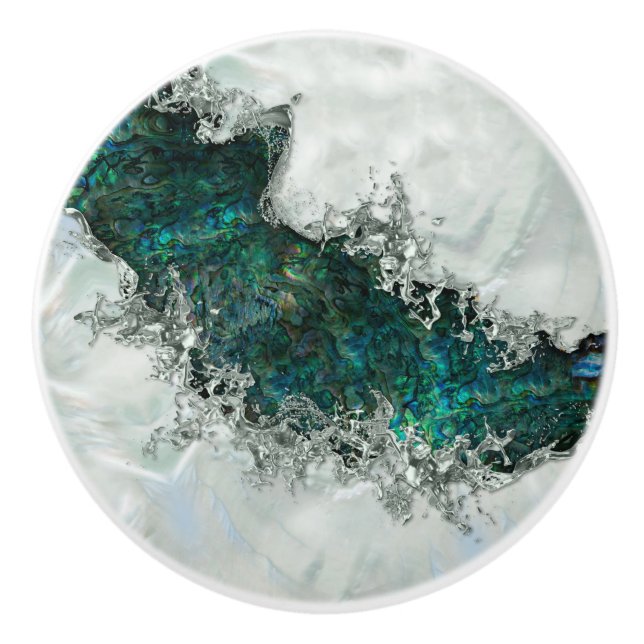 Abalone Snäcka Pearl och Silver 1 Knopp (Framsidan)