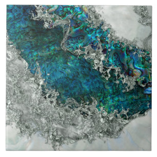 Abalone Snäcka Pearl och Silver 2 Kakelplatta