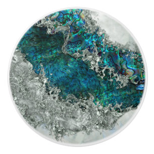 Abalone Snäcka Pearl och Silver 2 Knopp