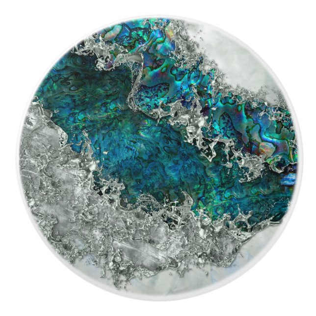 Abalone Snäcka Pearl och Silver 2 Knopp (Framsidan)