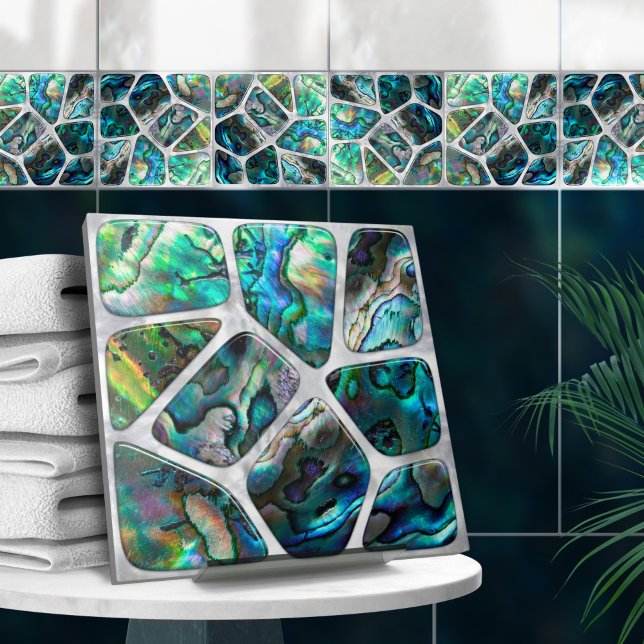 Abalone Snäcka Struktur - Cells Collage N1 Kakelplatta (Skapare uppladdad)