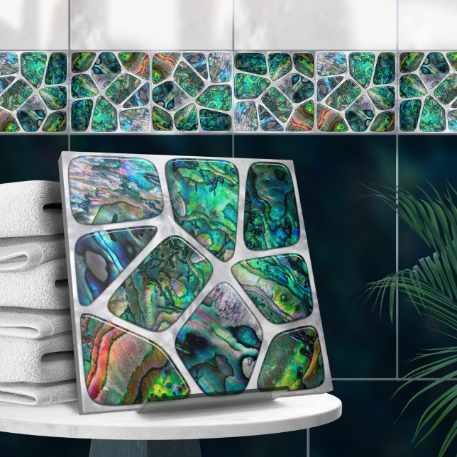 Abalone Snäcka Struktur - Cells Collage N2 Kakelplatta (Skapare uppladdad)