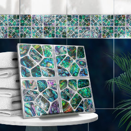Abalone Snäcka Struktur - Cells Collage N5 Kakelplatta