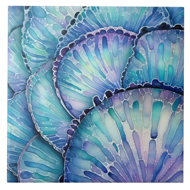 Abalone Snäcka Watercolor Abstrakt Mönster Kakelplatta (Framsidan)
