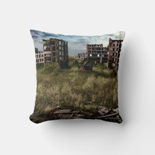 Abandated Byggnad Urban Post Apocalyptic Art Kudde