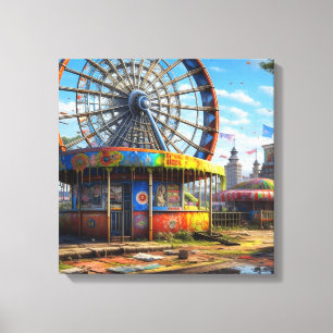Abandoned Carnival Ferris Wheel Ai art Canvastryck