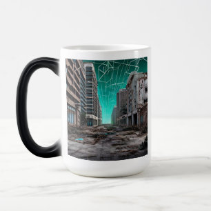 Abandoned City Byggnad Dystopian Teal Himlar Magisk Mugg