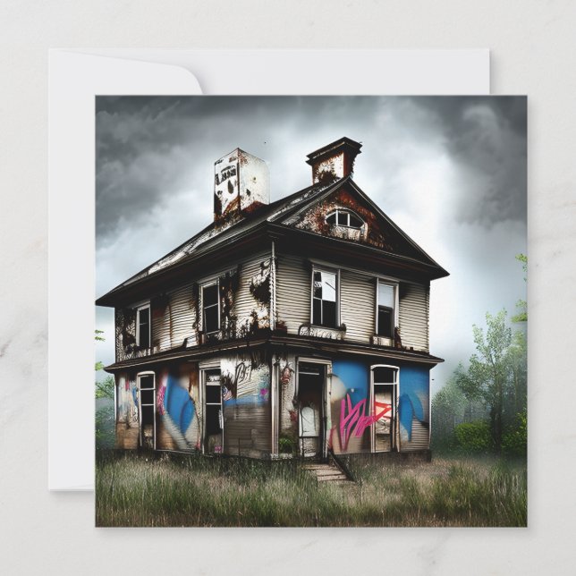 Abandoned Old House Spray Paint Graffiti Kort (Framsida)