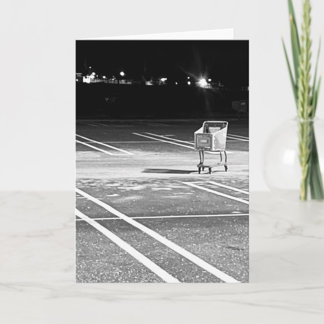 Abandoned Shopping Cart in Empty Parking Lot Kort (Framsida)