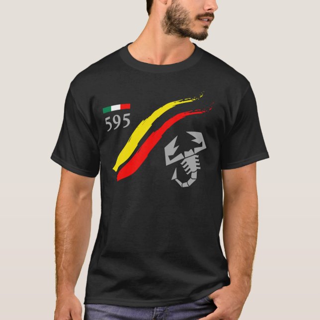 Abarth 595 Scorpion Black Car Classic T-Shirt (Framsida)