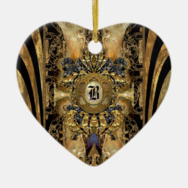 Abasham Victorian Monogram Julgransprydnad Keramik (Framsidan)