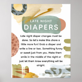 Abastract Baby Shower 'Late Natt Diaper' Daper? Poster