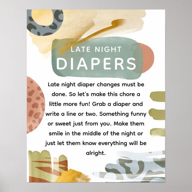 Abastract Baby Shower 'Late Natt Diaper' Daper? Poster (Framsidan)