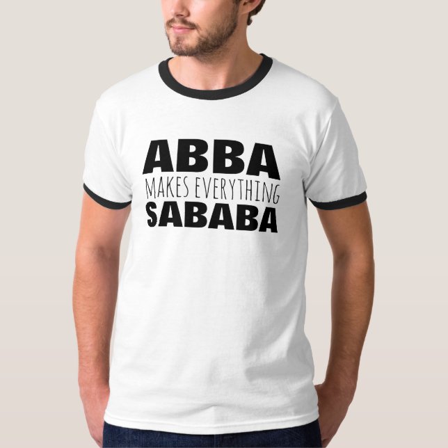Abba Sababa Pappa Hebreiska Fars dag T Shirt (Framsida)