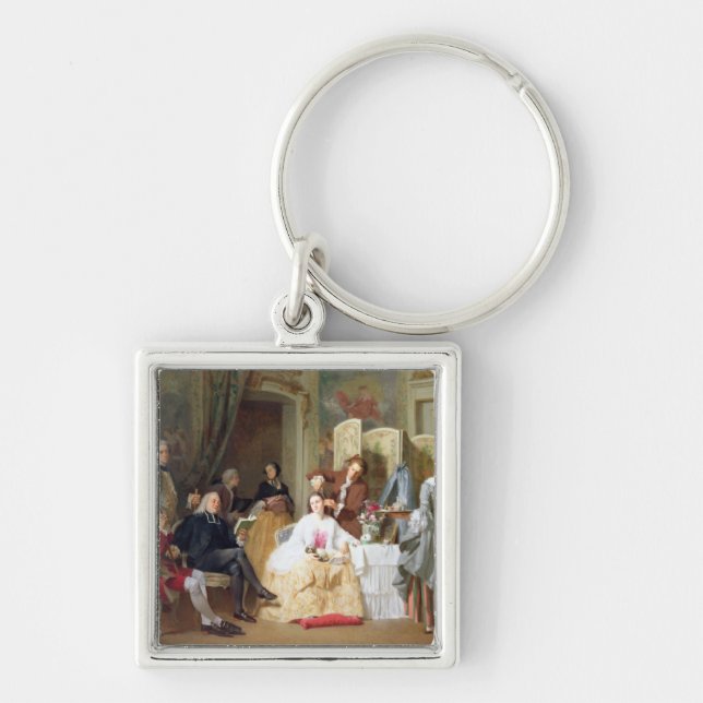 Abbe Prevost läs- "Manon Lescaut", 1856 Fyrkantig Silverfärgad Nyckelring (Framsidan)