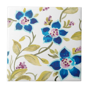 Abbey Blommigt Tiles - Blå blommor Kakelplatta