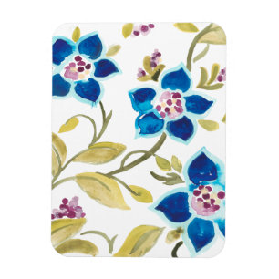 Abbey Blommigt Tiles - Blå blommor Magnet