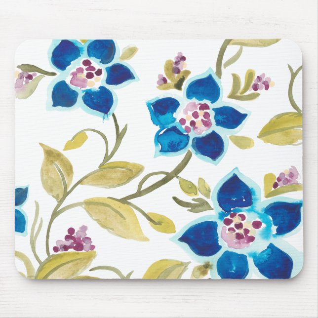 Abbey Blommigt Tiles - Blue Blooms Musmatta (Framsidan)