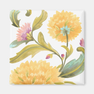 Abbey Blommigt Tiles - Gula blommor Magnet
