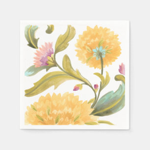 Abbey Blommigt Tiles - Gula blommor Pappersservett
