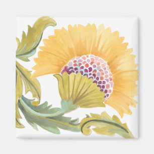 Abbey Blommigt Tiles - Gult Magnet