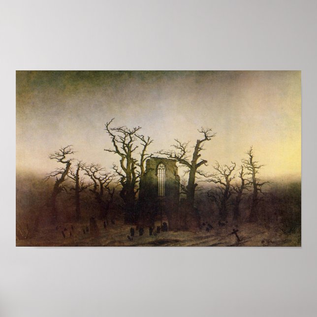 Abbey in a Oak Forest by Caspar David Friedrich Poster (Framsidan)
