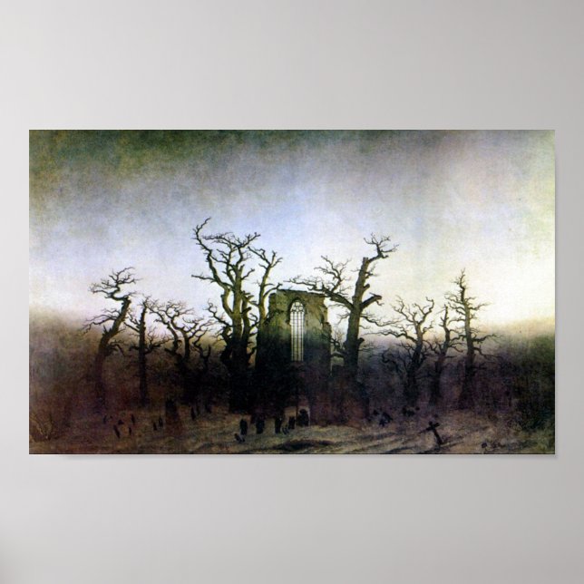 Abbey in a Oak Forest by Caspar David Friedrich Poster (Framsidan)