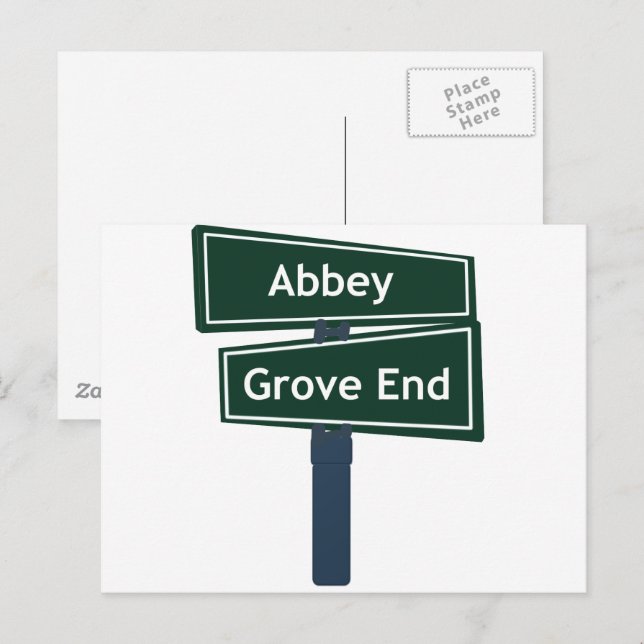 Abbey Road och Grove End Road Street Sign Vykort (Fram/baksida)