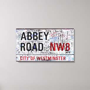 Abbey Road Sign London Covered in Graffiti Canvastryck
