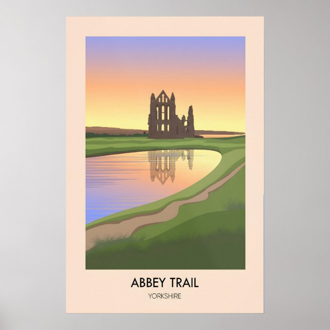 Abbey Trail Yorkshire Vandring Resa Affisch (Framsidan)