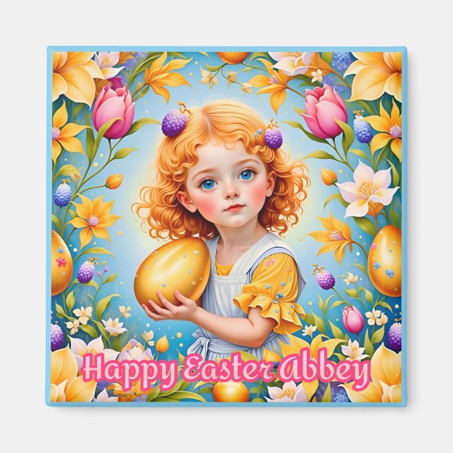 ABBEY ~Wishing You A Happy Easter ~ Golden Egg ~ Magnet (Framsidan)