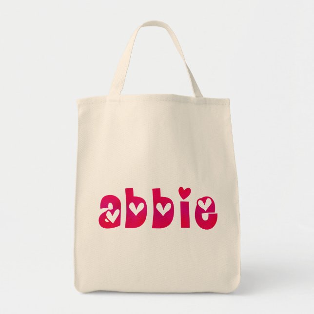 Abbie i Hearts Tote Bag Tygkasse (Framsidan)